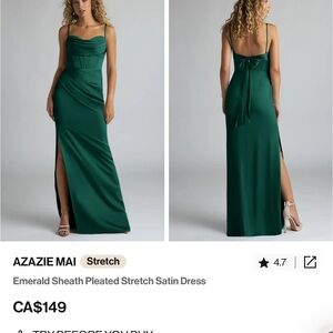 NWT Azazie Mai Emerald Sheath Dress